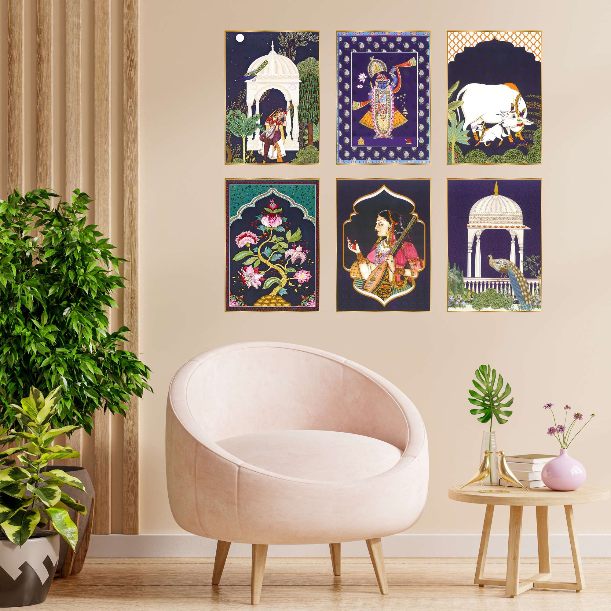 Set of Six Wall Paintings for Wall Dacoration Golden Framed Wall Paintings for Living Room & Bedroom Wall Art for Home Decoration & Office Wall Décor (17x13 inch CH-GD6-3) - Image 3