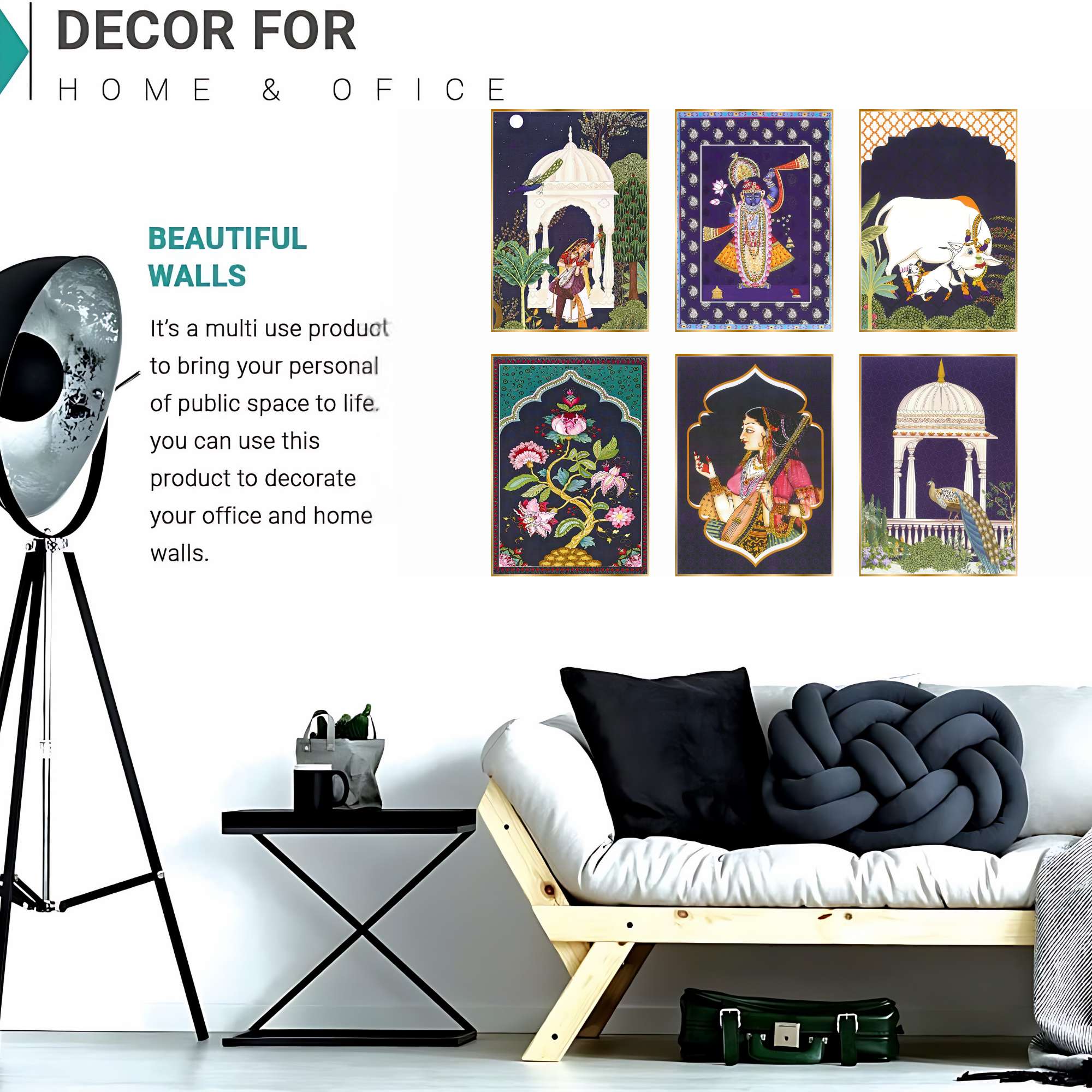 Set of Six Wall Paintings for Wall Dacoration Golden Framed Wall Paintings for Living Room & Bedroom Wall Art for Home Decoration & Office Wall Décor (17x13 inch CH-GD6-3) - Image 4